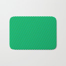 [ Thumbnail: Cyan & Green Colored Stripes/Lines Pattern Bath Mat ]