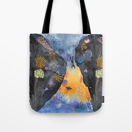 Journey of the deep sea dweller watercolor illustration Tote Bag