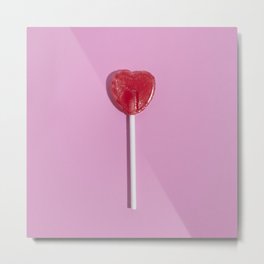 Heart lolli Metal Print | Food, Sugar, Romance, Strawberry, Red, Pink, Fruitflavoured, Bright, Heart, Digital 