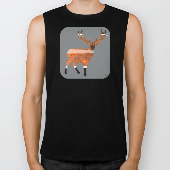 Digital roaring deer Biker Tank