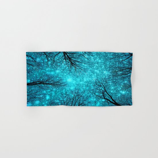 Black Trees TEAL SPACE Hand & Bath Towel