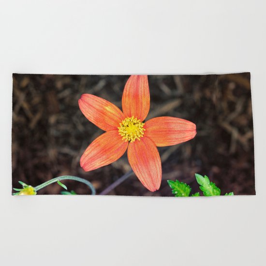 Orange flower Beach Towel