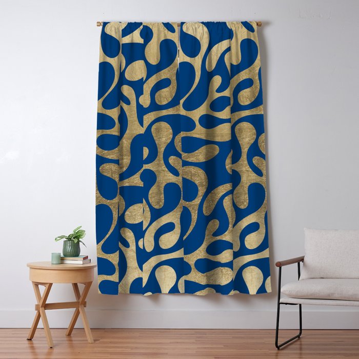 Abstract Elegant Navy Blue Faux Gold Animal Print Pattern Blackout