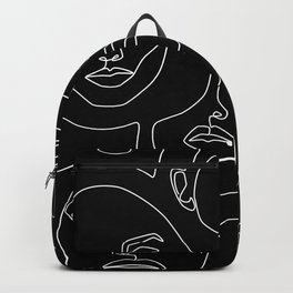 Faces in Dark Backpack | Pattern, Continuousline, Female, Feminine, Minimal, Woman, Drawing, Faces, Singleline, Oneline 