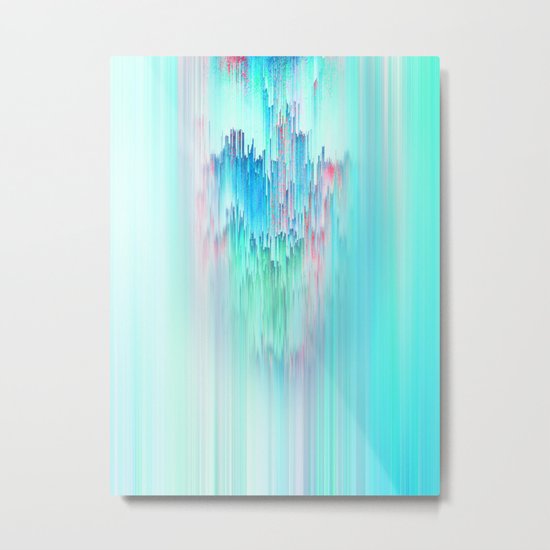 Rainbow Cascade Glitch Metal Print