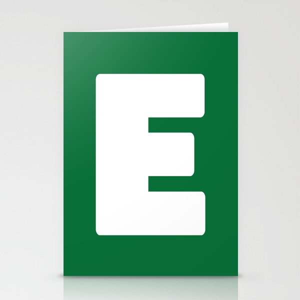 E (White & Olive Letter) Stationery Cards