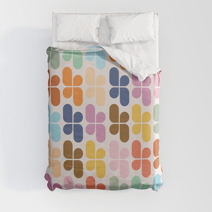 Retro Shapes Geometry Pattern Duvet Cover