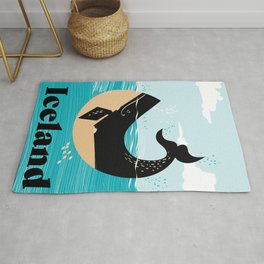 Iceland Whale Travel poster Area & Throw Rug
