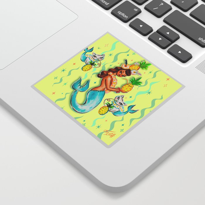 Tropical Pineapple Mermaid with Merkitties Sticker