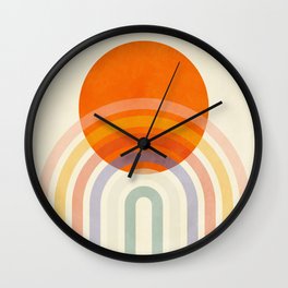 mid century minimal sun shape Wall Clock