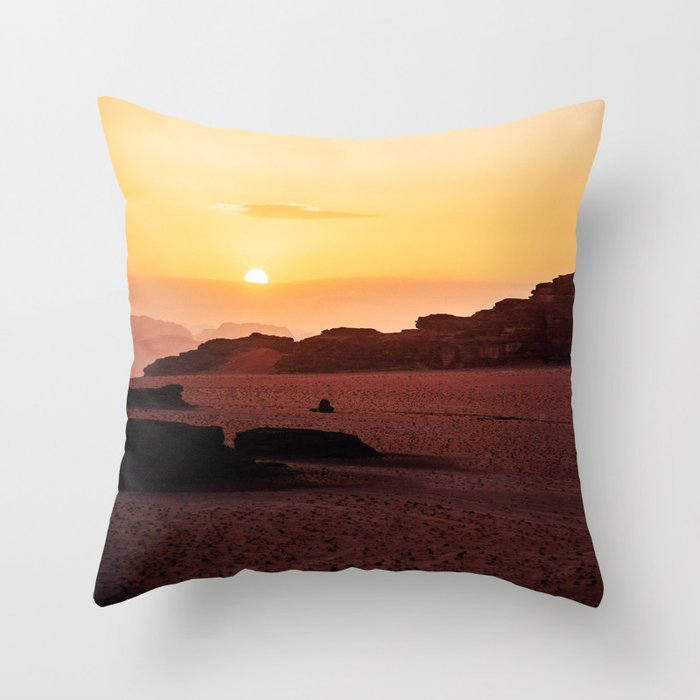 Wadi Rum Sunset, Jordan, Landscape, Travel Photography Throw Pillow