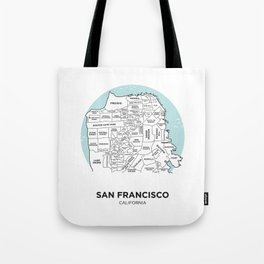 San Francisco Neighborhood Map Tote Bag