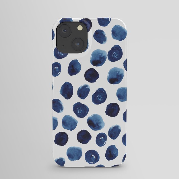 India - blue paint, ink spots, design, watercolor brush, dots, cell phone  case iPhone Case by CharlotteWinter