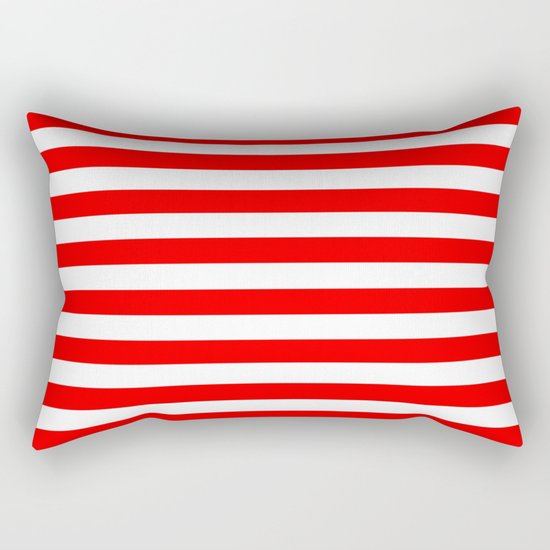 Horizontal Stripes (Red/White) Rectangular Pillow