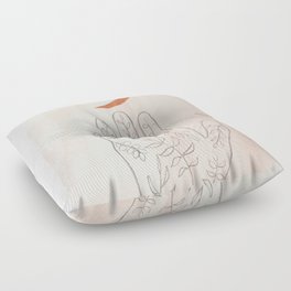 Botanical hand and moon Floor Pillow
