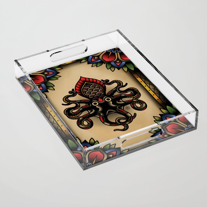 Traditional Tattoo Octopus  Acrylic Tray
