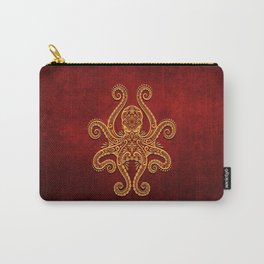 Intricate Red and Yellow Octopus Carry-All Pouch