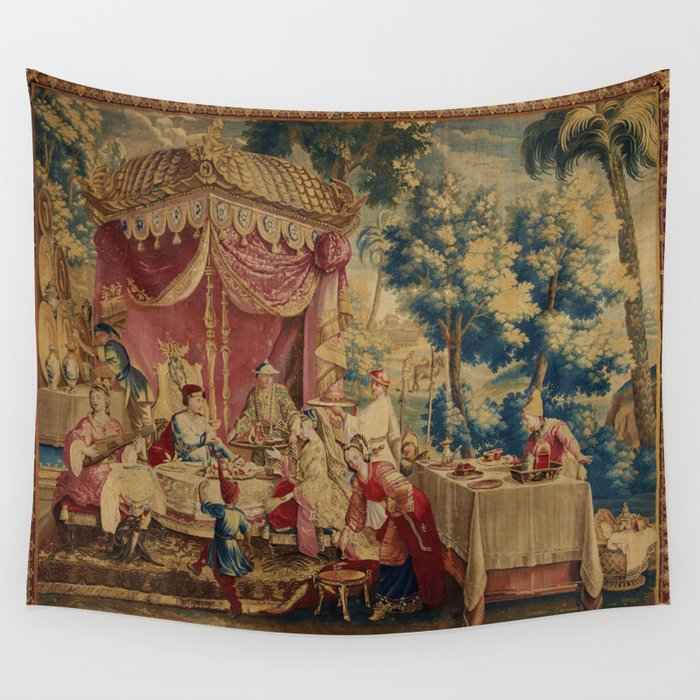Antique 18th Century Chinoiserie Louis XIV Beauvais Tapestry Wall Tapestry
