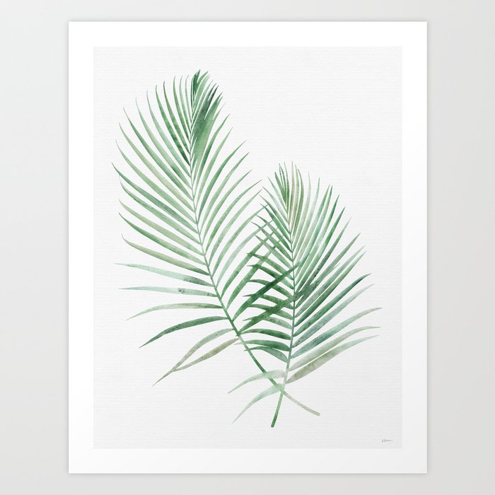 Twin Tropical Palm Fronds - Emerald Green Art Print