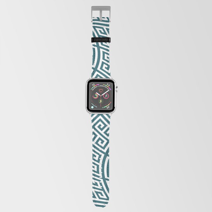 Teal Green and White Greek Key Liquify Apple Watch Band