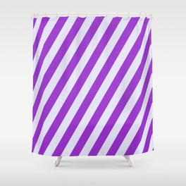 [ Thumbnail: Lavender and Dark Orchid Colored Striped/Lined Pattern Shower Curtain ]