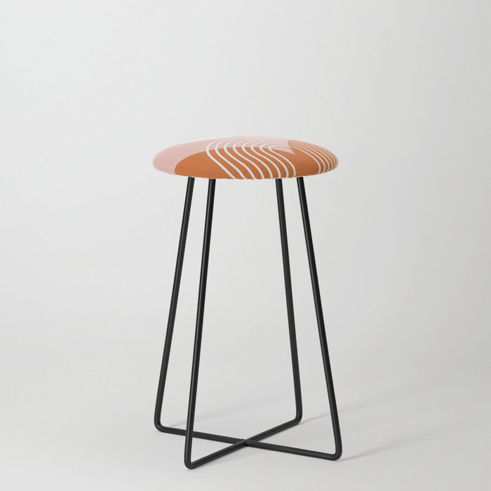 Geometric Rainbow Sun Abstract 35 in Rose Gold Red Counter Stool