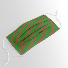 [ Thumbnail: Green and Brown Colored Stripes Pattern Face Mask ]