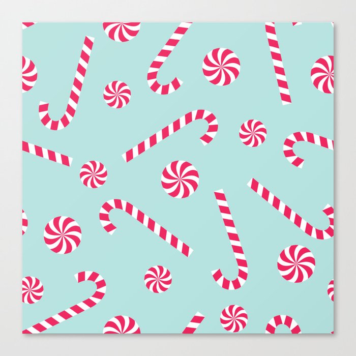 Christmas Candy Cane Pattern Canvas Print