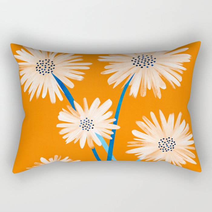 Moroccan Daisies Still Life Rectangular Pillow