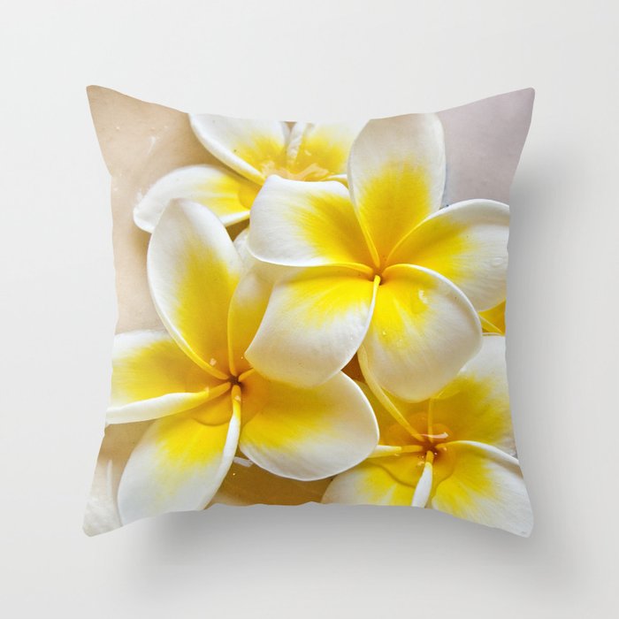 Plumeria Blossoms Throw Pillow