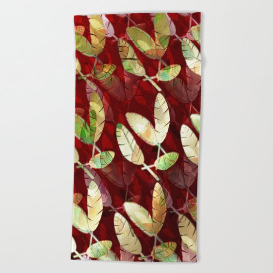 Gilded Feathers Beach Towel