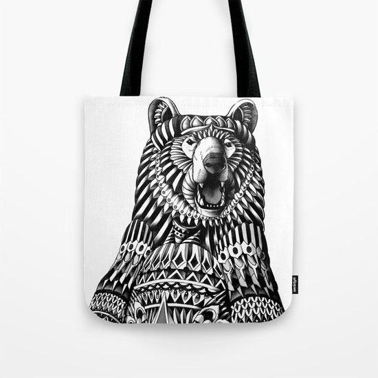 Ornate Grizzly Bear Tote Bag
