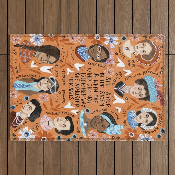 International womens day motivational strong women in history Outdoor Rug