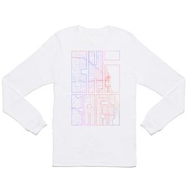 Chicago City Map of Illinois, USA - Colorful Long Sleeve T-shirt