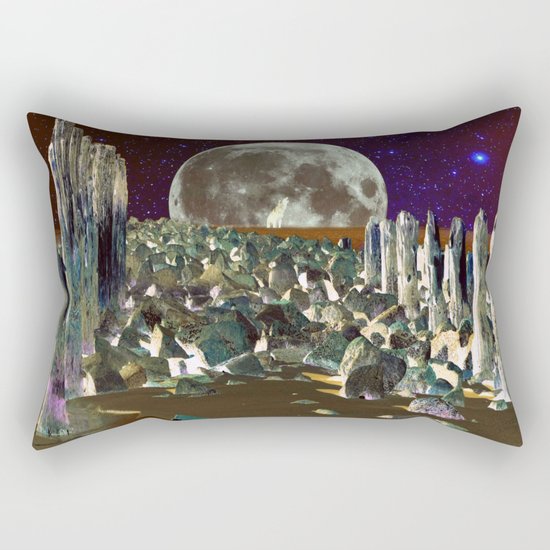 wolf moon nigth Rectangular Pillow