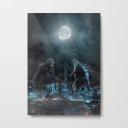Godzilla vs Kong in the moonlight Metal Print