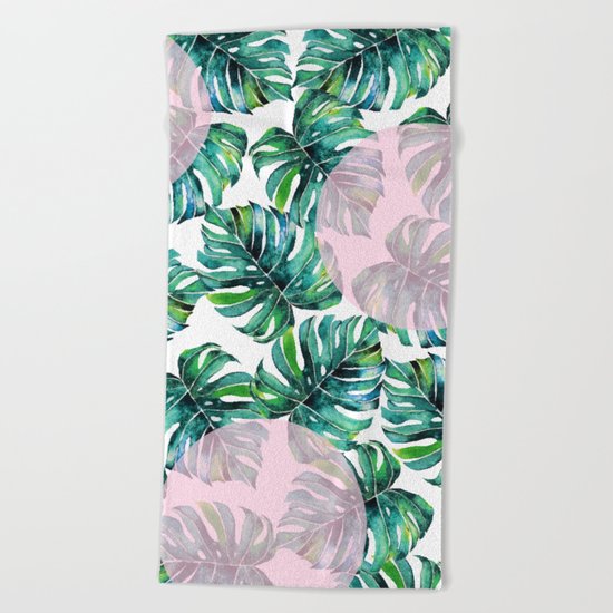 Monstera Pattern V1 #society6 #decor #buyart Beach Towel