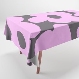 Large Pink Retro Flowers Dark Gray Background #decor #society6 #buyart Tablecloth