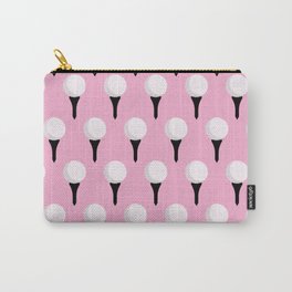 Golf Ball & Tee Pattern (Pink) Carry-All Pouch