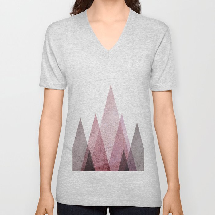 Geometric Mountains V Neck T Shirt