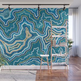 Blue Gold Graphic Agate Wall Mural