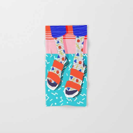 No Doi - memphis throwback retro classic style fashion 1980s 80s hipster shoes socks urban trendy Hand & Bath Towel
