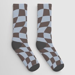Warped Checks In Dark Plum Tree Color Palette Socks
