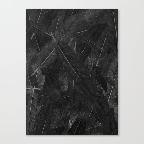 Feathered (Black). Canvas Print
