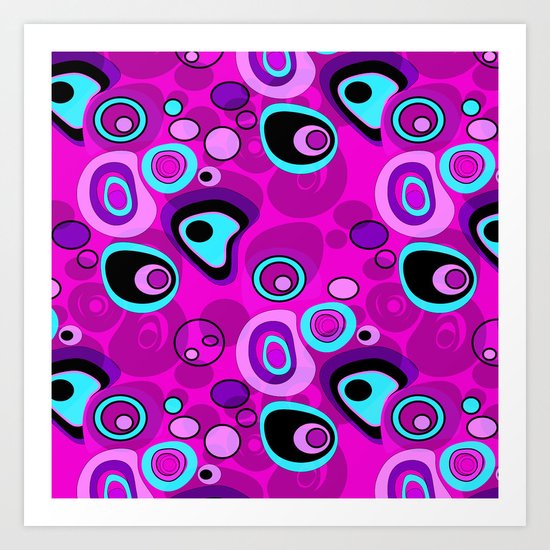 Abstract black and pink , turquoise polka dot pattern . 2 Art Print
