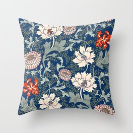 William Morris Dark Enchanted Magical Forest Floral Throw Pillow