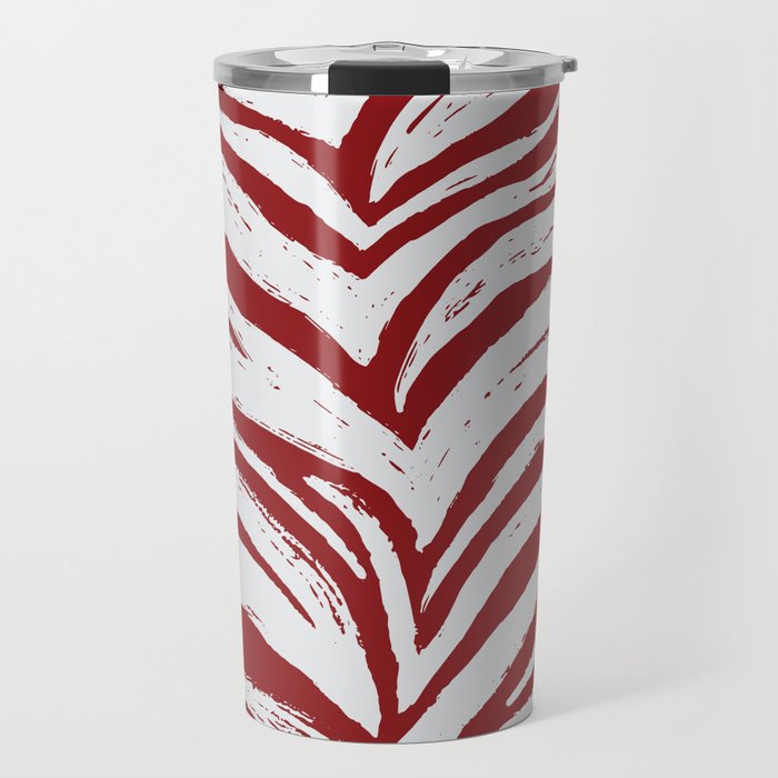 Tiger Stripes -Red & White - Animal Print - Zebra Print Travel Mug