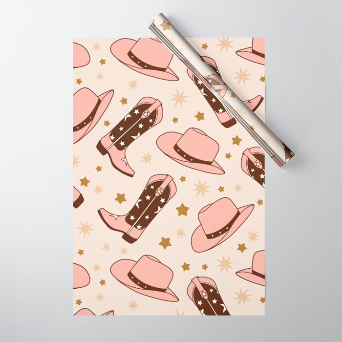 Cowboy Boots and Hats in Pink Wrapping Paper