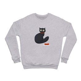 Black Silly Cat  Crewneck Sweatshirt