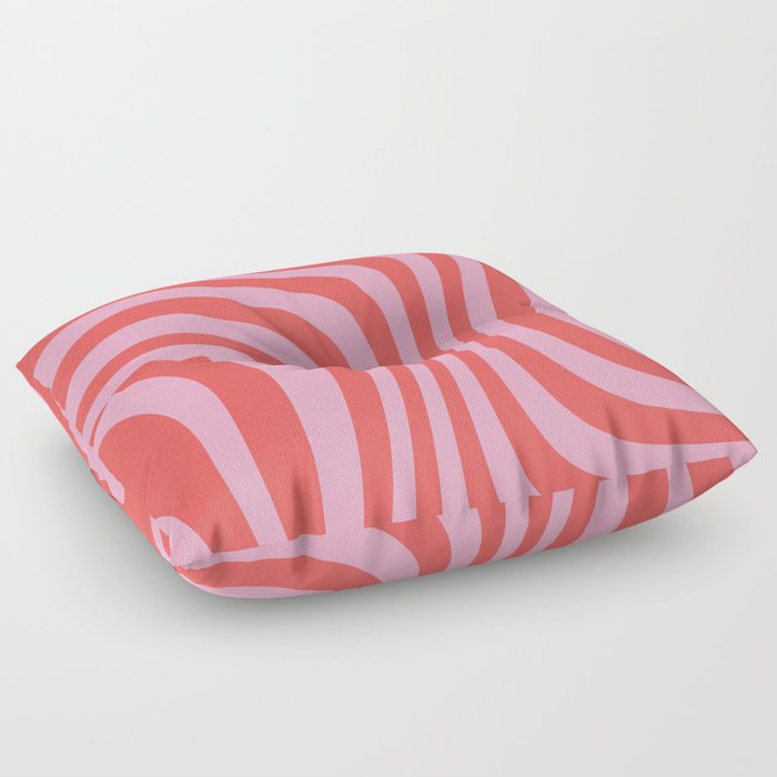 Wavy Pattern Retro Abstract Modern Pink  Floor Pillow